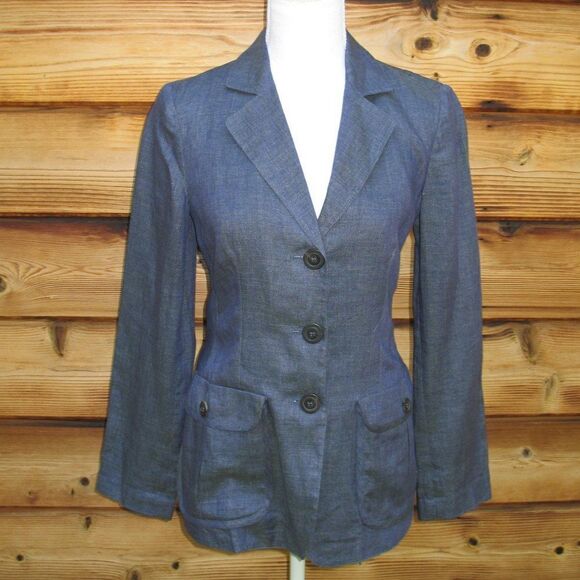 NWOT Giorgio Armani Blue Linen Blazer Jacket - Picture 1 of 10